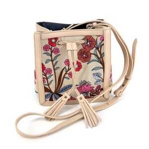 Spartina 449 Natalie Drawstring Bucket Bag Oyster Factory Floral Sprigs